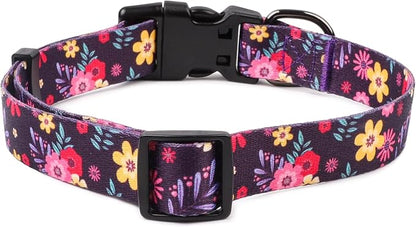 QQPETS Adjustable Soft Dog Collar: Print Flower Pink Multicolor Cute Patterns - Image 5