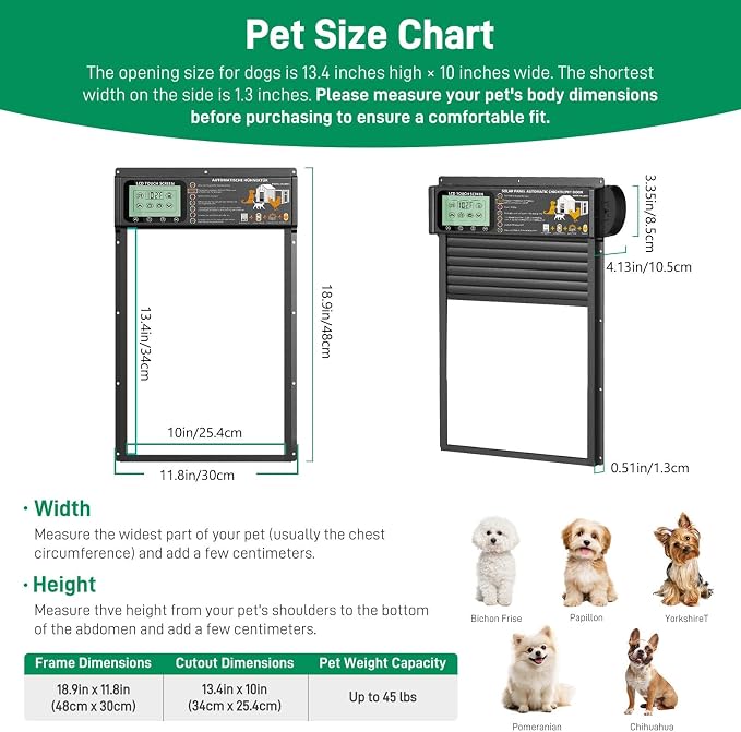 Automatic Pet Door, Dog Door Radar, Timer & Light Sensor Modes, Solar & USB - Image 2