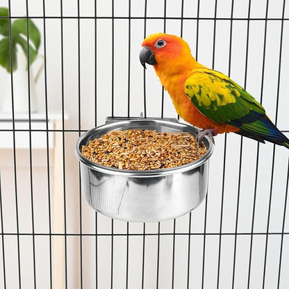 Hypeety Pet Bird Food Feeding and Drinking Hanging Cup Clamp Holder Stainless - Image 7