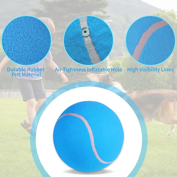 susu & wuwu Giant Tennis Ball for Dogs Yellow Big Tennis Ball for Dog Birthday - Image 3