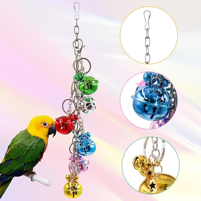 Oooct Bird Swing Bells Toys, Colorful Parrot Metal Bells, Hanging Bird Chewing - Image 3
