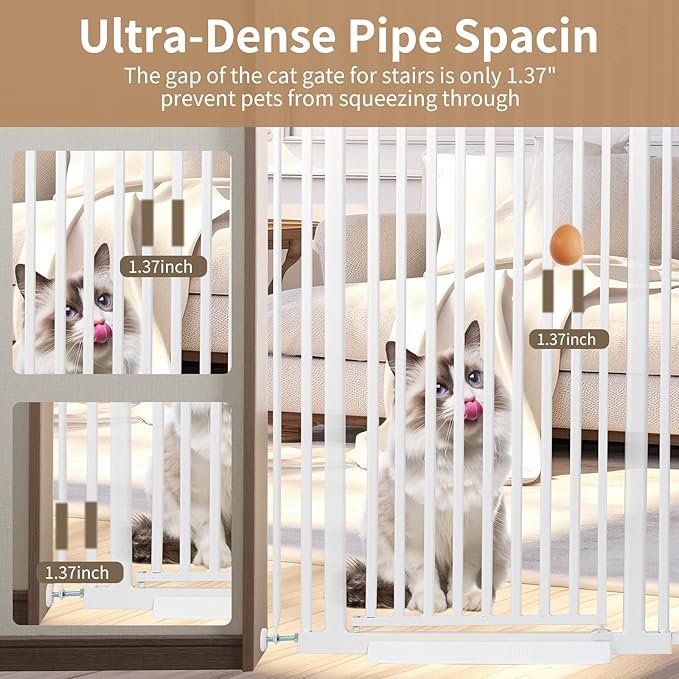 59“ Extra Tall Cat Gate for Doorway: 33.4-37.4” Wide Pet Gate, Auto Close/One - Image 3