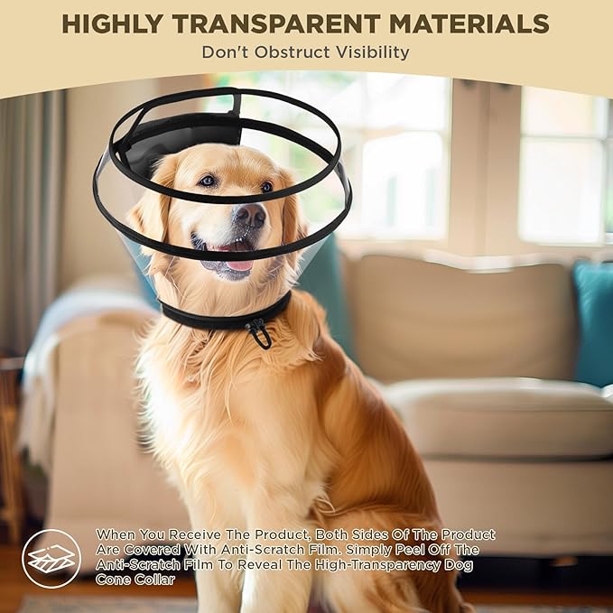 Dog Cone Collar for After Surgery, Transparent Dog Cones Alternative for Small - Image 4