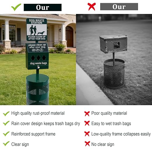 Dog Waste Station, 12 Gallons Pet Waste Bin, Outdoor Dog Waste Disposal System - Image 4