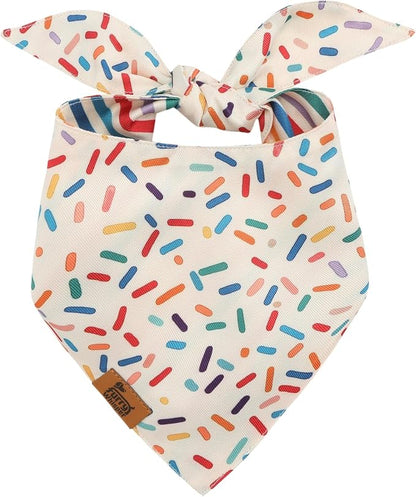 Birthday Dog Bandanas Extra Large, Reversible Colorful Confetti Sprinkles by FurryWhisper