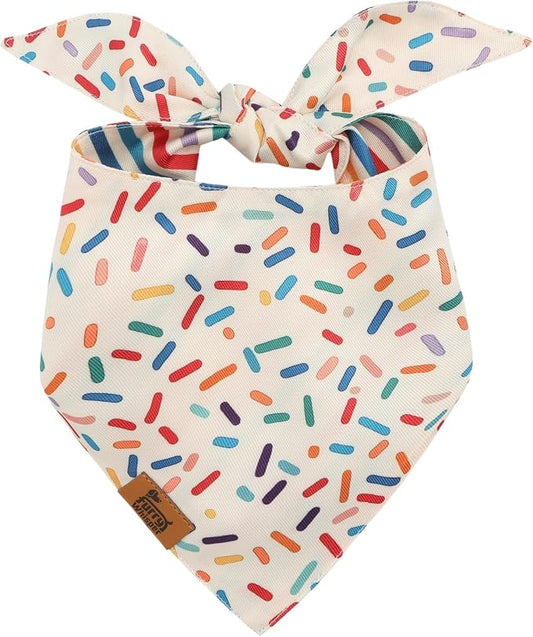 Birthday Dog Bandanas Extra Large, Reversible Colorful Confetti Sprinkles by FurryWhisper