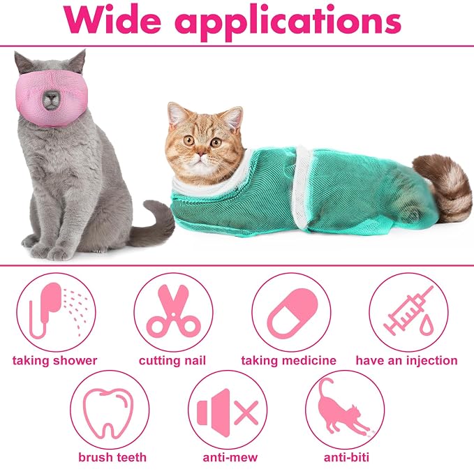 10 Pcs Cat Bathing Bag Set Pet Mesh Shower Bag Anti Bite and Scratch Pet - Image 5