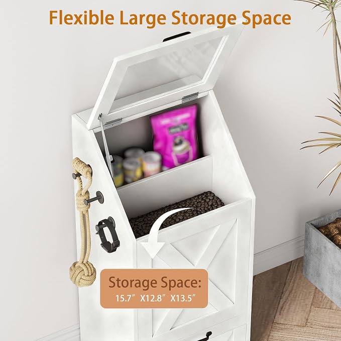 Dog Feeding Station with Storage Cabinet and 2 Elevated Dog Bowls, Hidden Pet - Image 7