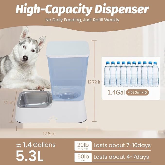 Automatic 5.4L/1.4Gal Pet Waterer, Pet Automatic Dog Water Dispenser Gravity - Image 5