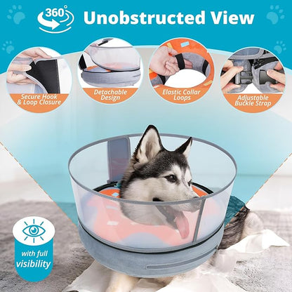 Inflatable Dog Cone with Transparent Shield, Protective Dog Donut Collar After - Image 2