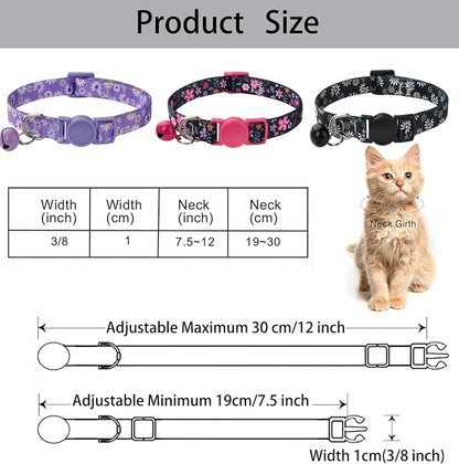 Cat Collar Breakaway with Bells, 3 Pack Girl Boy Pet Cat Collar with Bohemia - Image 2
