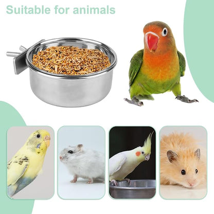 Hypeety Pet Bird Food Feeding and Drinking Hanging Cup Clamp Holder Stainless - Image 4