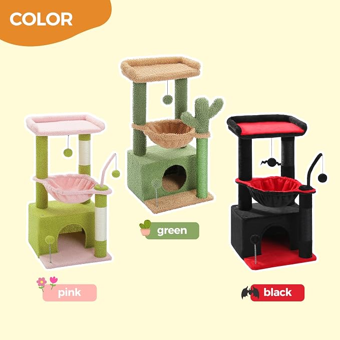 PEQULTI 4-in-1 Multi-Level Cat Tower, Scratching Post - Image 3