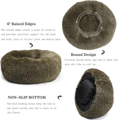 Calming Donut Dogs Beds for Small Dogs Washable, 19inch Fluffy Round Puppy Bed - Image 2