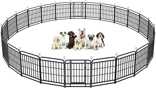 Dog Fence Outdoor 24 Piece Panels 32" Height, Square Steel Pipe by Committedtobetterpetlife