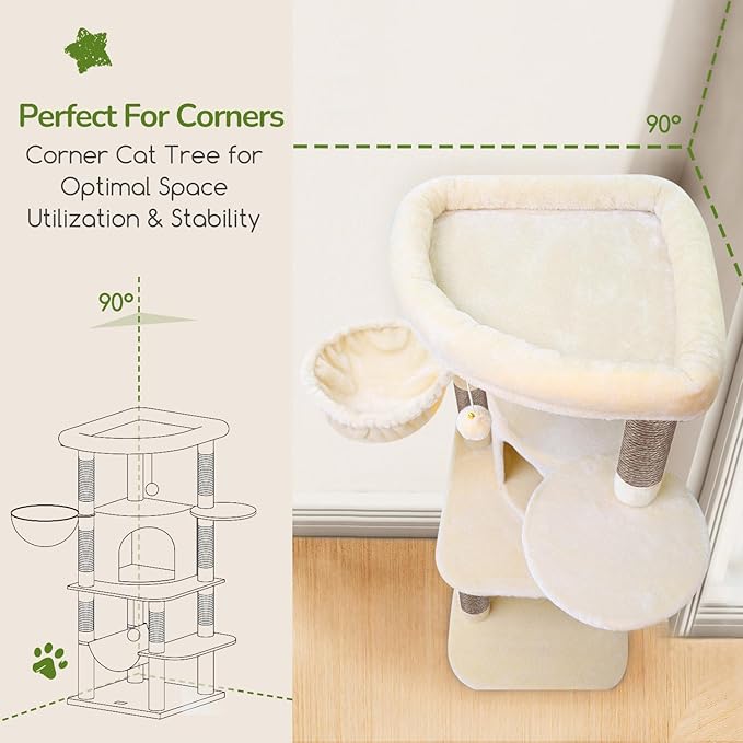 Globlazer Corner Cat Tree, 51in Curved Series Modern Cat Tower - Image 2