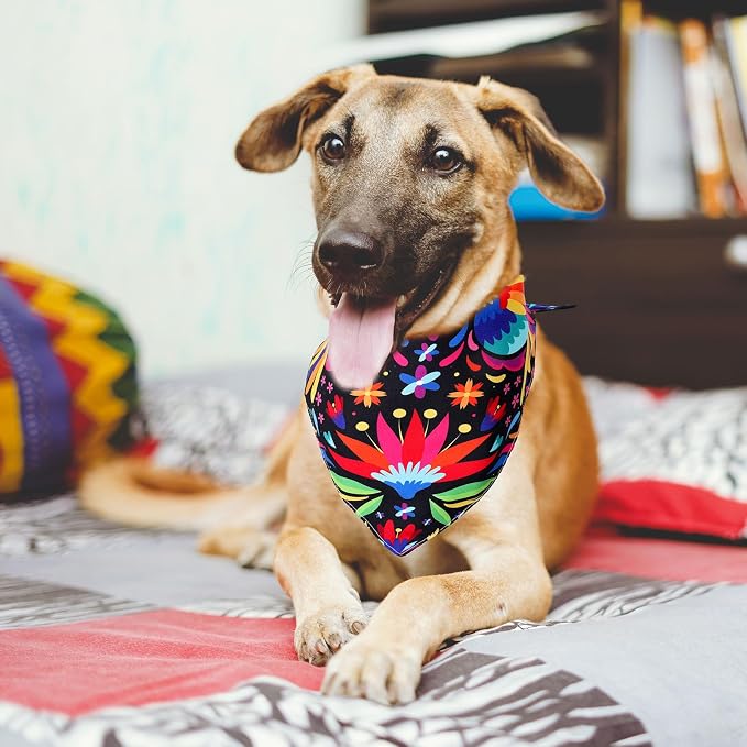 Whaline 2Pcs Mexican Dog Bandana Cinco De Mayo Fiesta Cotton Pet Scarf - Image 4