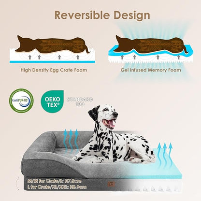 EHEYCIGA Orthopedic Dog Bed for Large Sized Dog, Waterproof Liner & Washable - Image 2