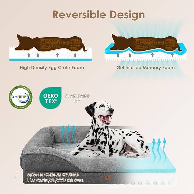 EHEYCIGA Orthopedic Dog Bed for Medium Dog, Waterproof Liner & Washable - Image 2