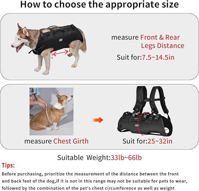 Dog Lift Harness Sling Carrier for Dogs Hind Leg Stair Support Old, Joint - Image 4