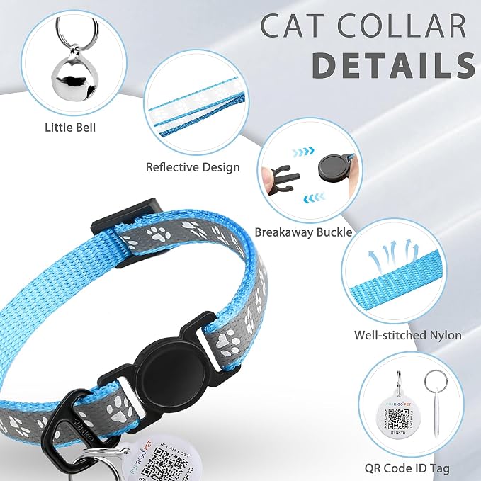 Cat Collar Breakaway with QR Code Name Tag, Reflective Kitten Collars with Bell - Image 7