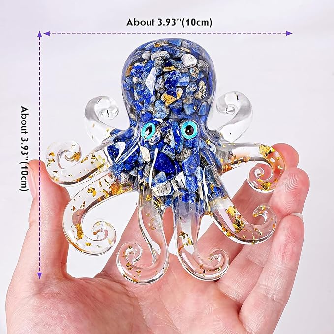 Natural Crystal Lapis Lazuli Gravel Octopus Resin Marine Animals Fish Tank - Image 2