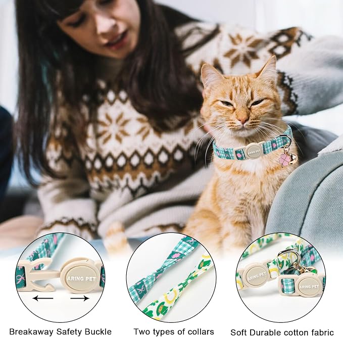 ARING PET 2 Pack St Patrick's Day Cat Collar, Breakaway Kitten Small Cute Green - Image 2