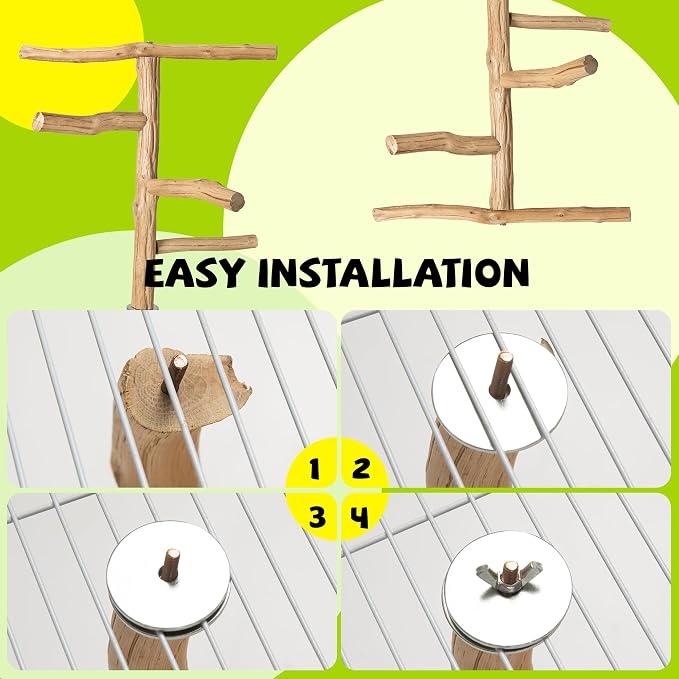 Natural Wood Bird Perch & Play Stand - Image 7