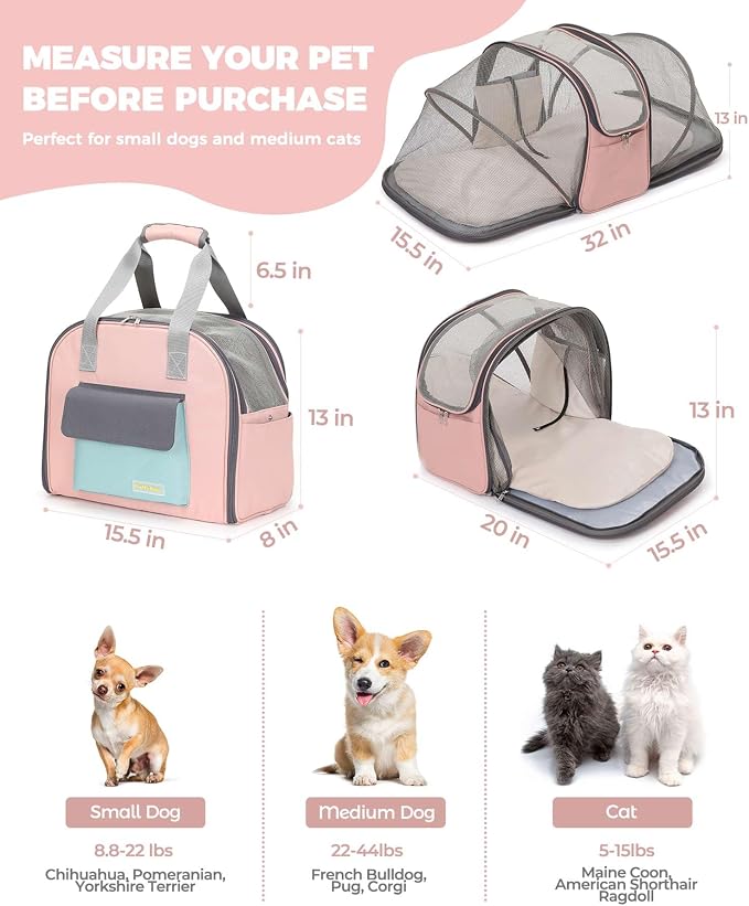 Expandable Cat & Small Dog Carrier Backpack, Soft-Sided Airline-Approved Pet - Image 2