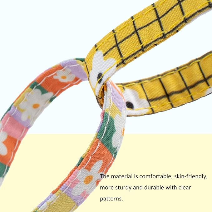 Faygarsle 2 Pack Striped Plaid Floral Pattern Cat Collars Breakaway Safety - Image 6