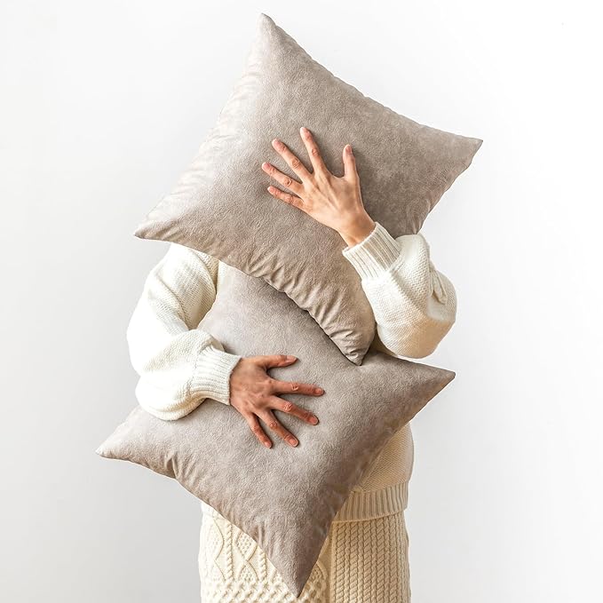 Pack of 2 Oversized Leather Pillow Cover Neutral Decorative, by GEGELICA
