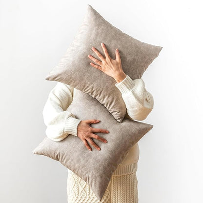 Oversized Neutral Decorative Leather Pillow Cover Pack of 2, by GEGELICA