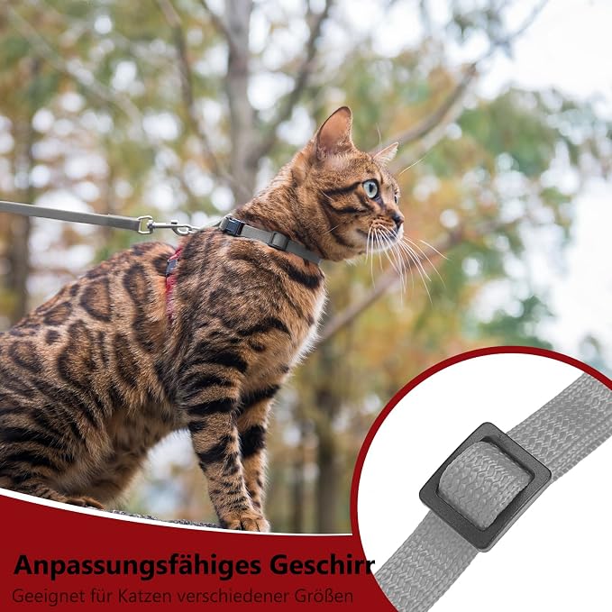 PUPTECK Adjustable Cat Harness and Leash Set Escape Proof Kitten Strap Collar - Image 4