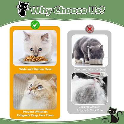2-Pack Stainless Steel Cat Food Bowls, Shallow Whisker-Friendly Non-Slip - Image 4