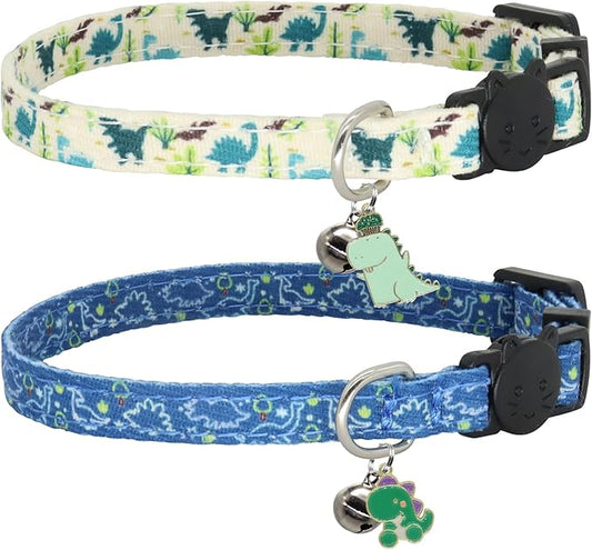 Cat Collar Breakaway, 2 Pack Cotton Cats Collars by Giecooh