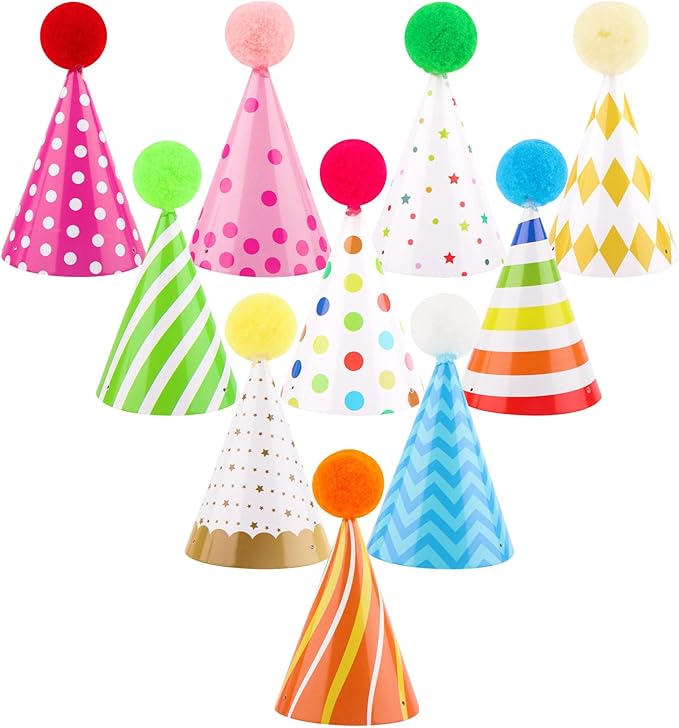 10 PCS Colorful Mini Party Hats by Atiloy