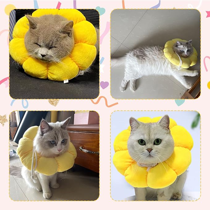 KUDES Cat Small Dog Recovery Collar, Cute Sunflower Neck Cone After Surgery - Image 5