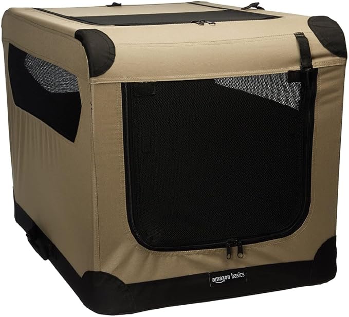 Amazon Basics Portable Folding Soft Dog Crate, Double Door, Collapsible Travel by AmazonBasics