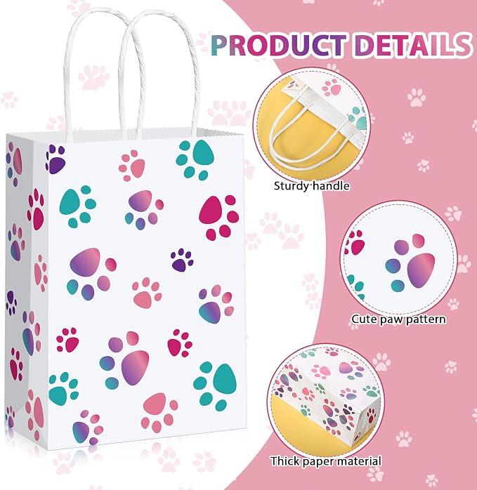 Blulu 20 Pcs Puppy Dog Paw Gift Bags - Image 3