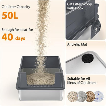 FURTIME XXXL Extra Large Stainless Steel Litter Box - Image 5