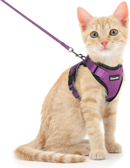 Dooradar Cat Harness and Leash Set, Escape Proof Safe Adjustable Kitten Vest by Dooradar