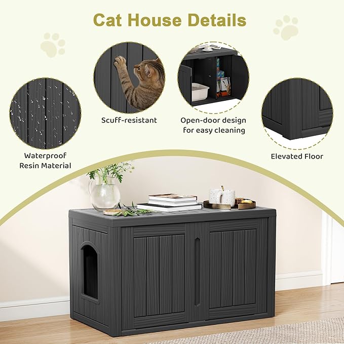 Cat Litter Box Enclosure, Hidden Enclosed Litter Box Furniture - Image 2