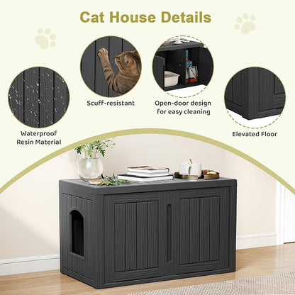 Cat Litter Box Enclosure, Hidden Enclosed Litter Box Furniture - Image 2