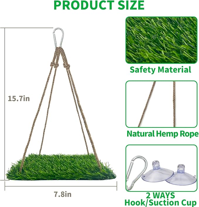 FlidRunest Large Bird Swing Toy, Bird Grass Mat Hammock Swing - Image 3