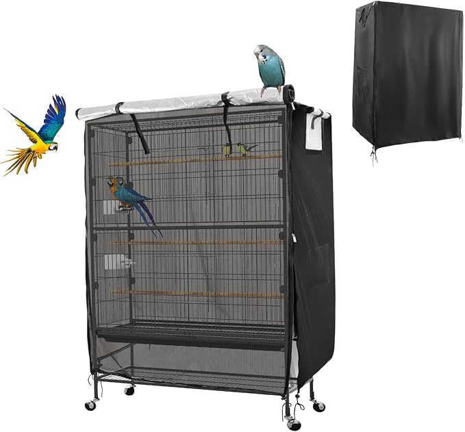 Bird Cage Covers for Night, 38”L×23”W×51”H, 420D Fabric Washable Waterproof by SEJGGKG