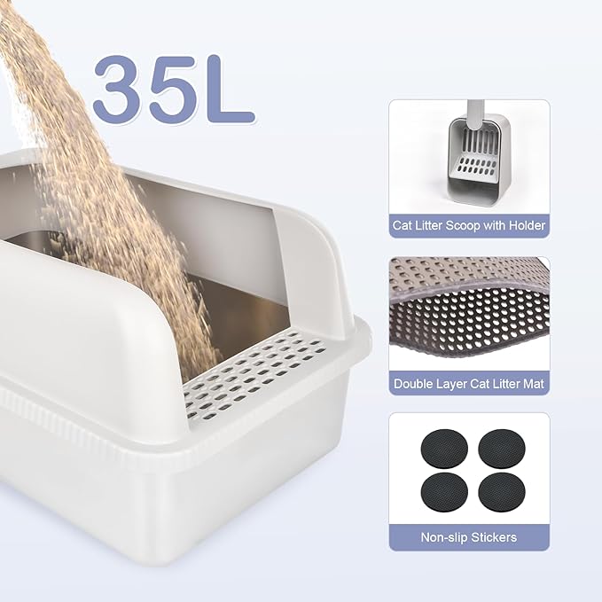 Henkelion 2 Pack Stainless Steel Cat Litter Box - Image 5