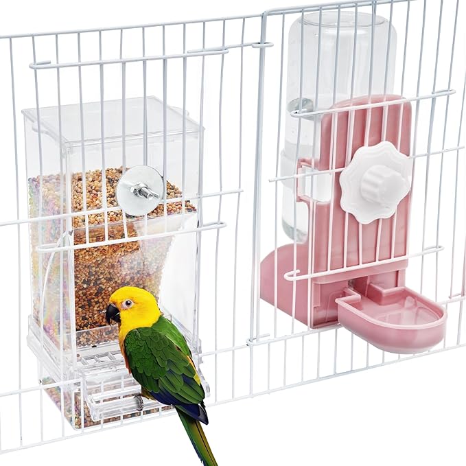 No Mess Bird Feeder Water Dispenser Set, Parakeet Cage Accessories, Bird Feeder by lemtrflo