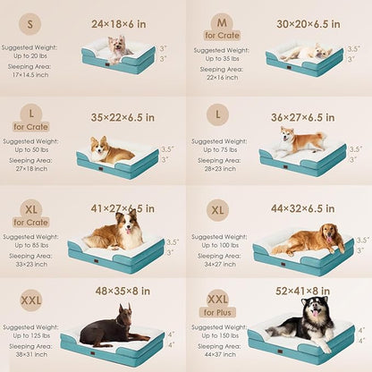 EHEYCIGA Orthopedic Dog Bed, Waterproof Memory Foam, Turquoise Blue - Image 2