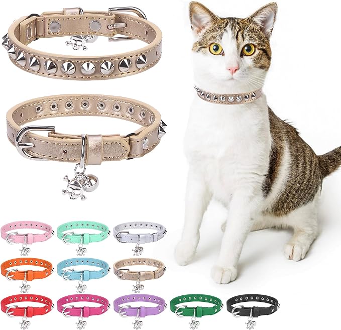 Leather Cat Collars for Boy Girl Cats by DILLYBUD
