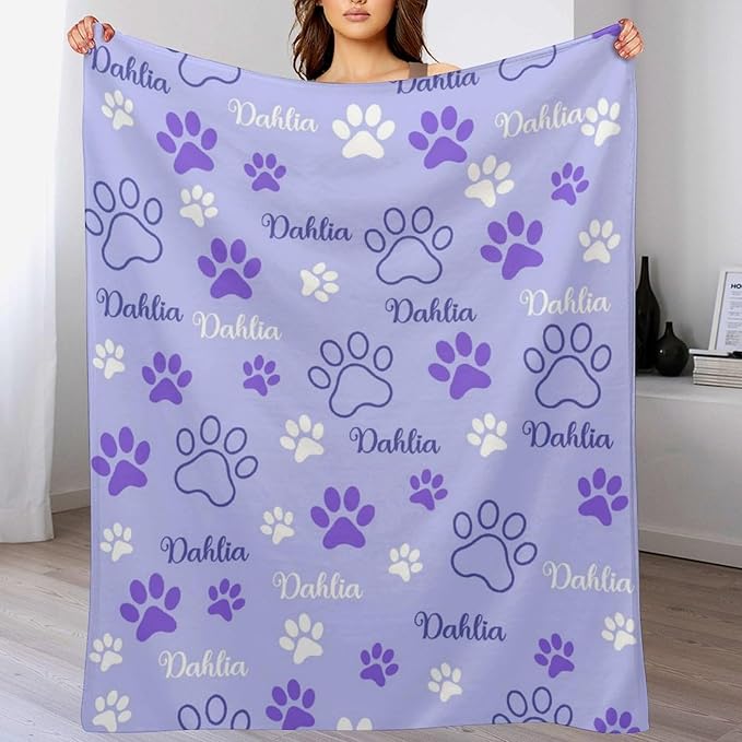 Personalized Paw Print Dog Blanket - Image 3